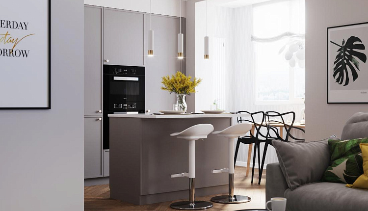 Проект кухни-гостиной для семьи из 4-х человек от @designstudio09